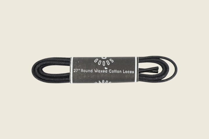 27" Round Cord Waxed Shoe Laces Black Shoe Laces