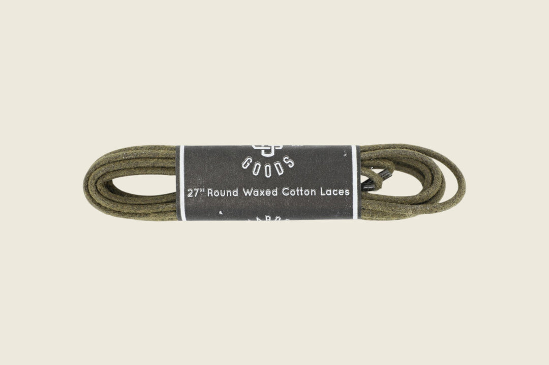 27" Round Cord Waxed Shoe Laces Olive Shoe Laces