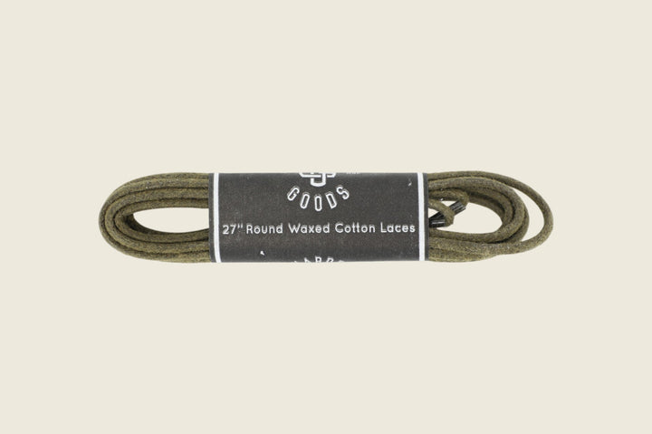 27" Round Cord Waxed Shoe Laces Olive Shoe Laces