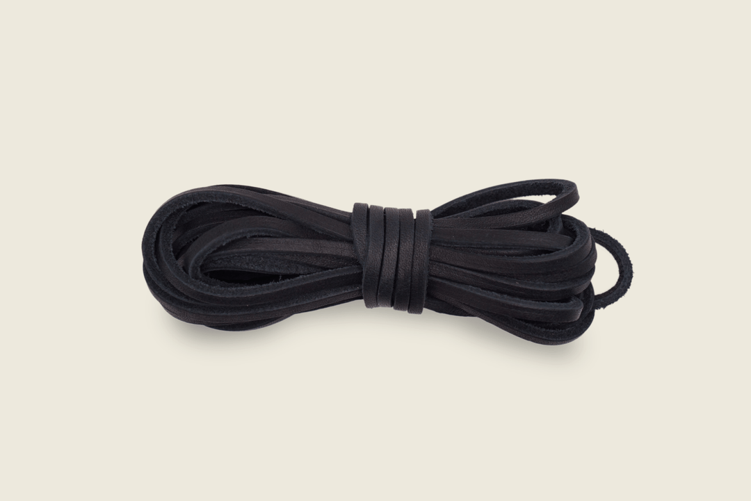 72" American Tanned Cowhide Leather Boot Laces Navy Shoe Laces