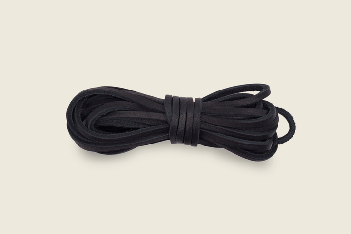 72" American Tanned Cowhide Leather Boot Laces Navy Shoe Laces