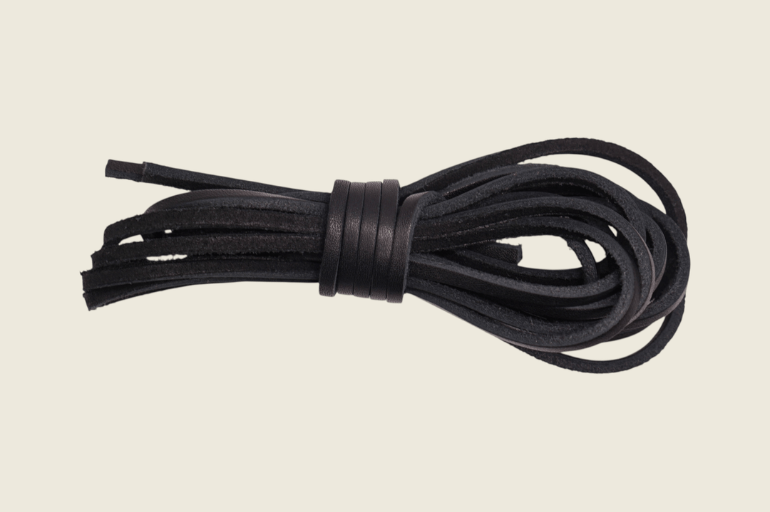72" American Tanned Cowhide Leather Boot Laces Black Shoe Laces