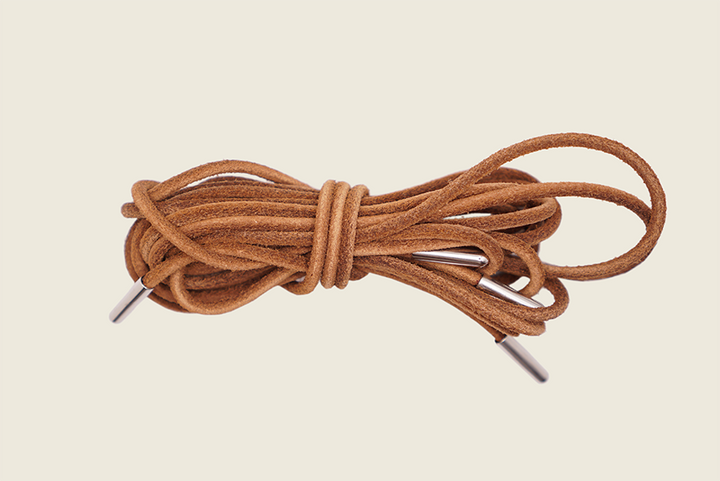 72" Italian Round Cord Leather Laces Light Brown (with aglets) Shoe Laces