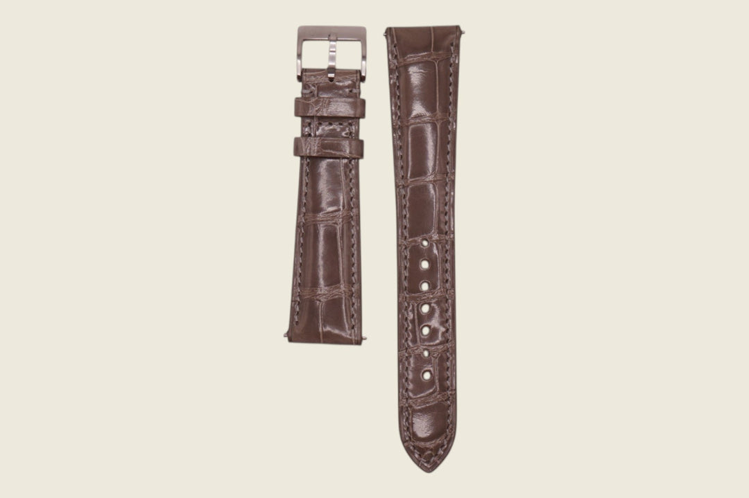 Alligator Padded Strap Olive Grey 20mm x 16mm Watch Straps