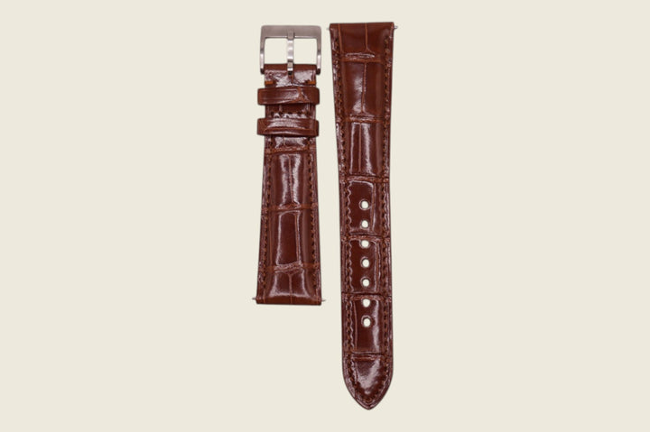 Alligator Padded Strap Glazed Cinnamon 20mm x 16mm Watch Straps