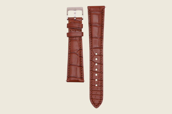 Alligator Padded Strap Brown 20mm x 16mm Watch Straps