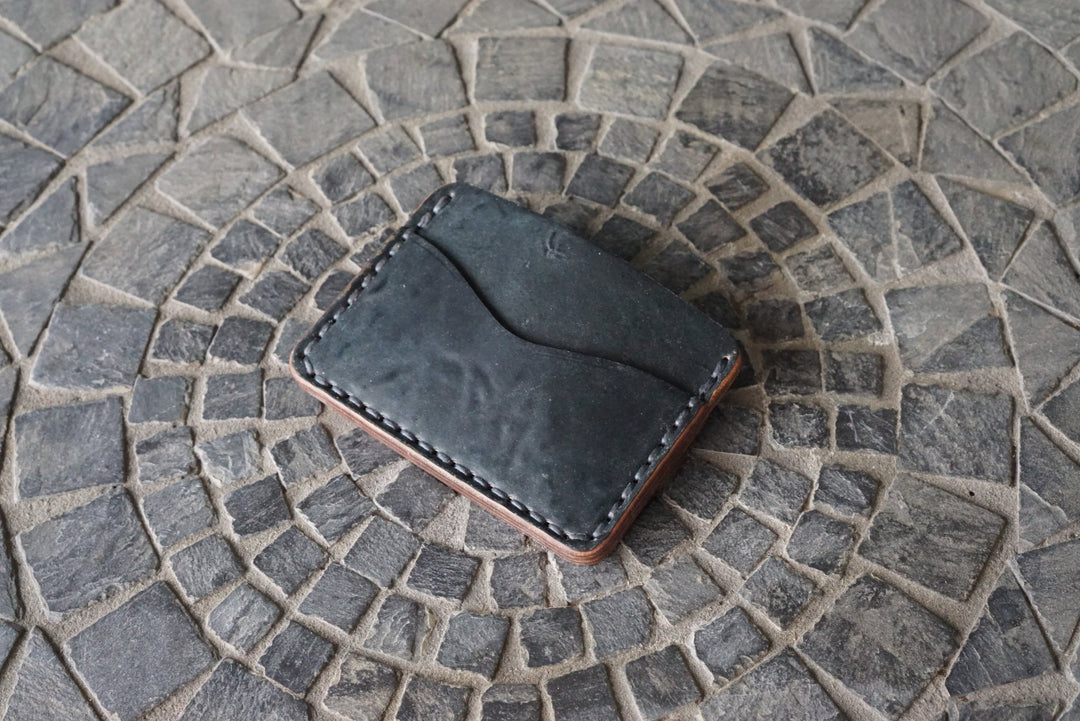 Buckler (2 Slots) - Tumbled Black Shell Cordovan (Horween) Front Pocket