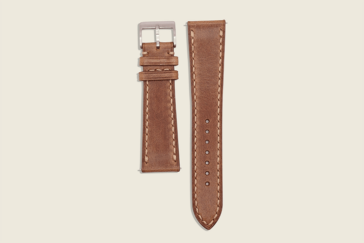 Natural Chromexcel Stitched Strap 20mm x 18mm Watch Straps