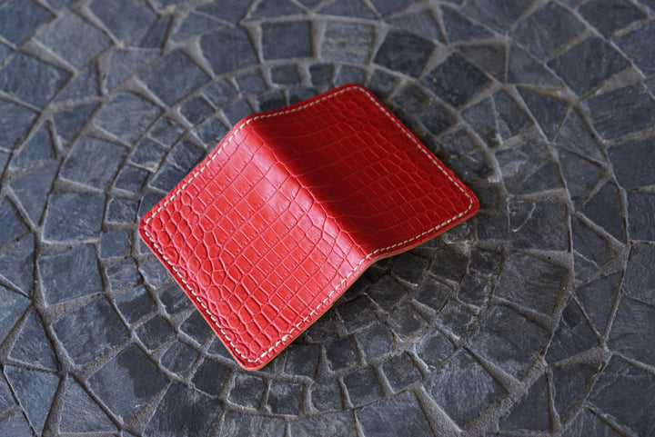 Warden - Candy Apple Red Alligator & Barenia Gold Calfskin Bifold