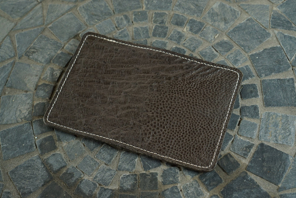 Warden - Dark Brown Ostrich & Natural CXL Horsehide (Horween) Bifold