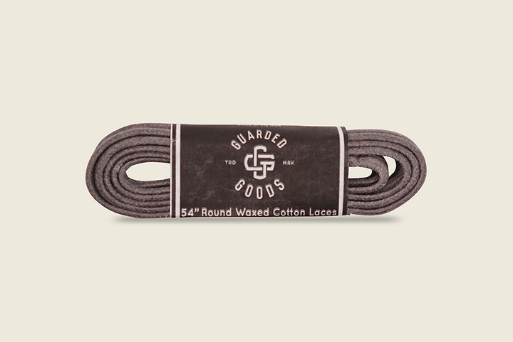 54" Thin Round Cord Waxed Boot Laces Gray Shoe Laces