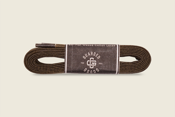 54" Wide Flat Waxed Boot Laces Olive Shoe Laces