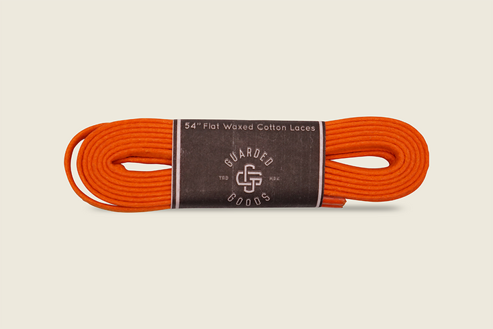 54" Wide Flat Waxed Boot Laces Orange Shoe Laces