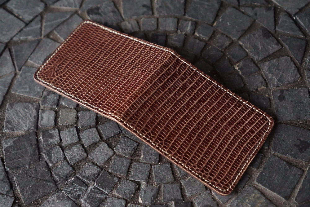 Stronghold - Brown Ring Lizard & Natural Calfskin (Lo Stivale) Bifold