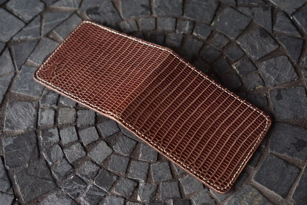 Stronghold - Brown Ring Lizard & Natural Calfskin (Lo Stivale) Bifold