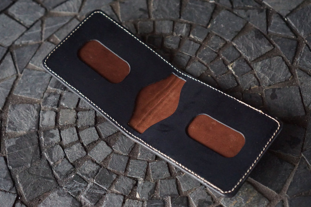 Stronghold - Brown Ring Lizard & Navy Calfskin (Lo Stivale) Bifold
