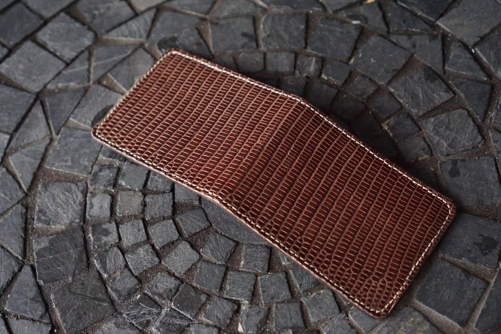 Stronghold - Brown Ring Lizard & Navy Calfskin (Lo Stivale) Bifold